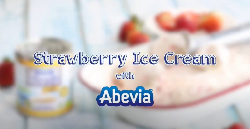 strawberry ice cream with abevia evaporated milk